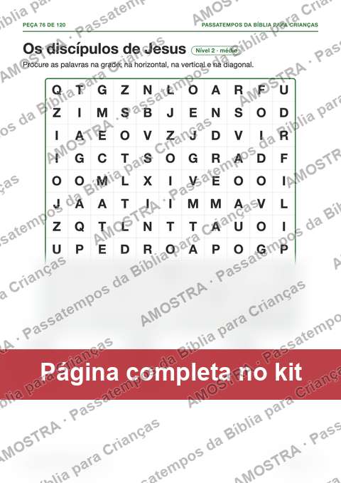 Amostra da página do kit: Os discípulos de Jesus