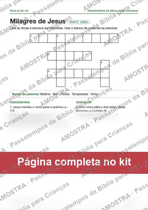 Amostra da página do kit: Milagres de Jesus