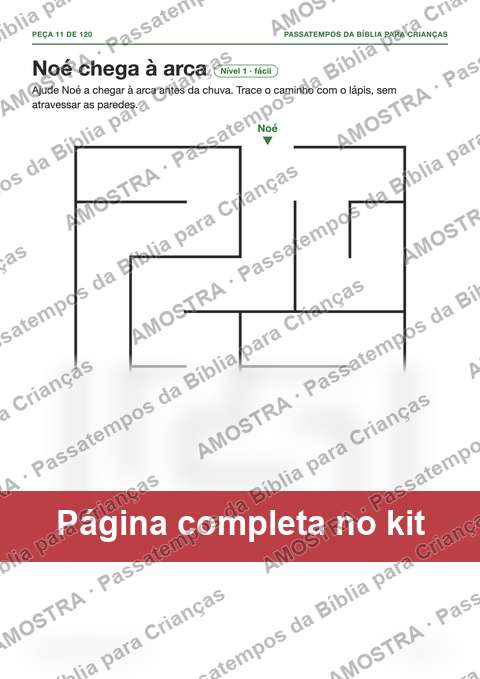 Amostra da página do kit: Noé chega à arca