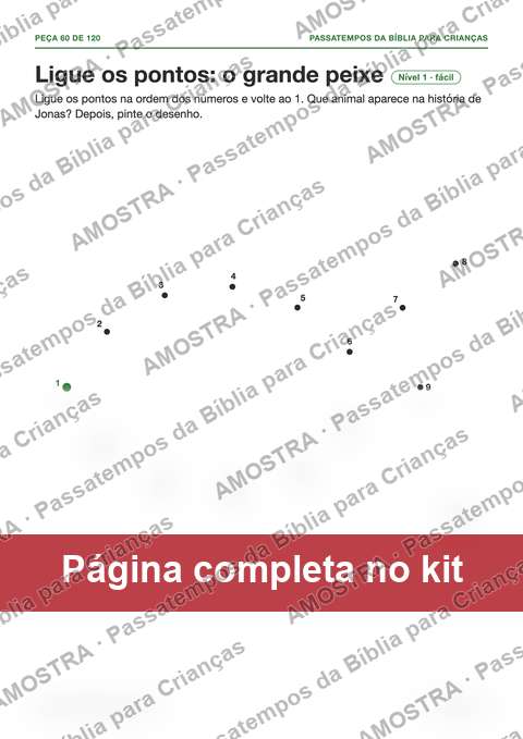 Amostra da página do kit: Ligue os pontos: o grande peixe